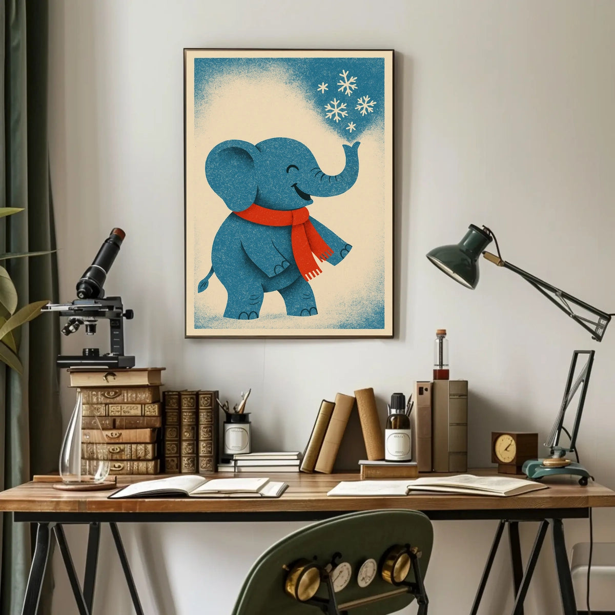 Winter Elephant Delight Poster