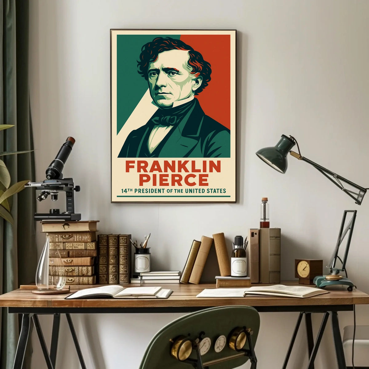 Franklin Pierce Patriotic Art Poster Historical Presidential Poster