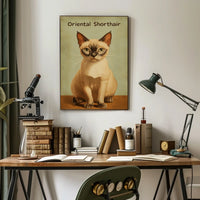 Oriental Shorthair Cat Digital Painting Vintage Poster