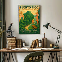 Puerto Rico Vintage Travel Poster: The Enchanted Isle