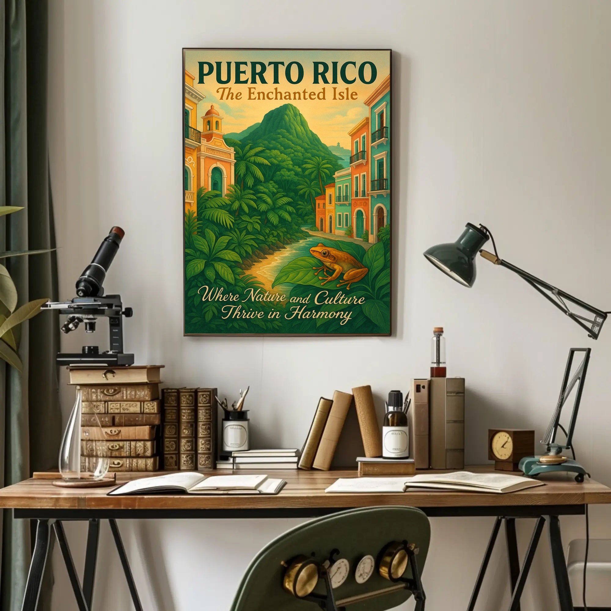 Puerto Rico Vintage Travel Poster: The Enchanted Isle