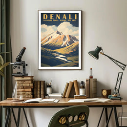 Denali National Park Vintage Poster Travel Wall Art