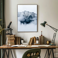 Majestic Snowy Mountains Photorealistic Nature Poster