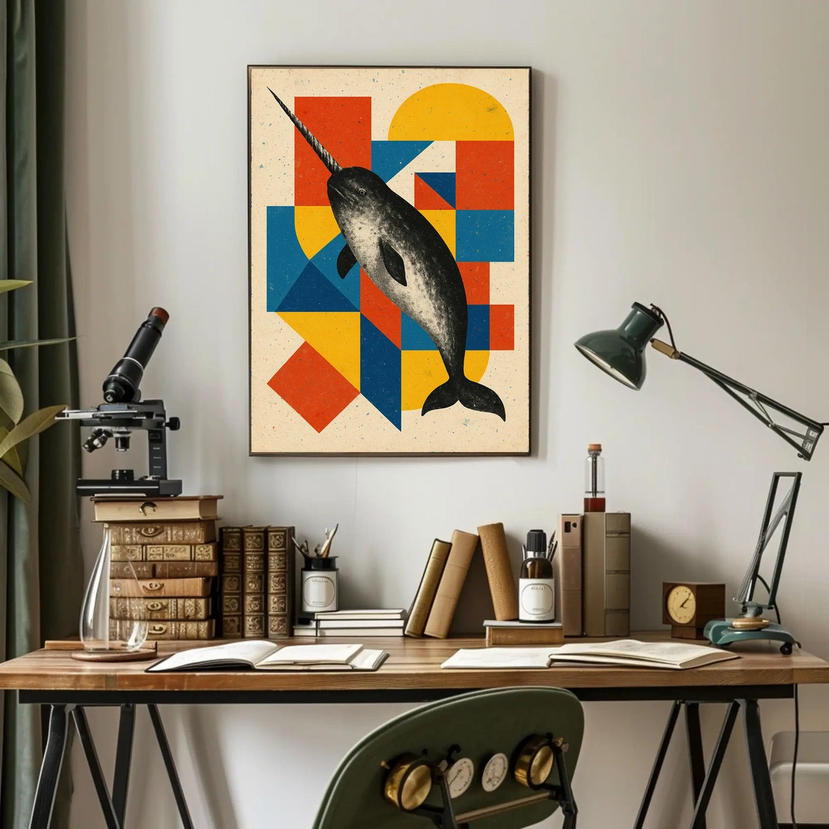 Geometric Narwhal Art Poster