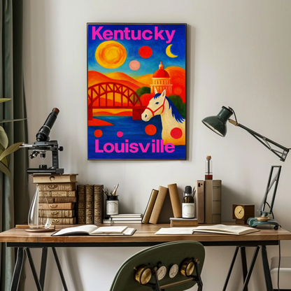 Kansas City Missouri Riverfront Sunset Cityscape Travel Poster