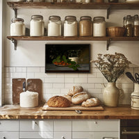 Classic Still Life with Strawberries and Milk Artistic Poster