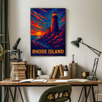 Rhode Island Lighthouse At Sunset Poster