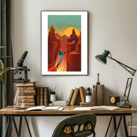 Futuristic Canyon Exploration Poster PosterGoat