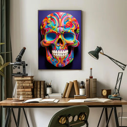 Vibrant Skull Art Poster PosterGoat