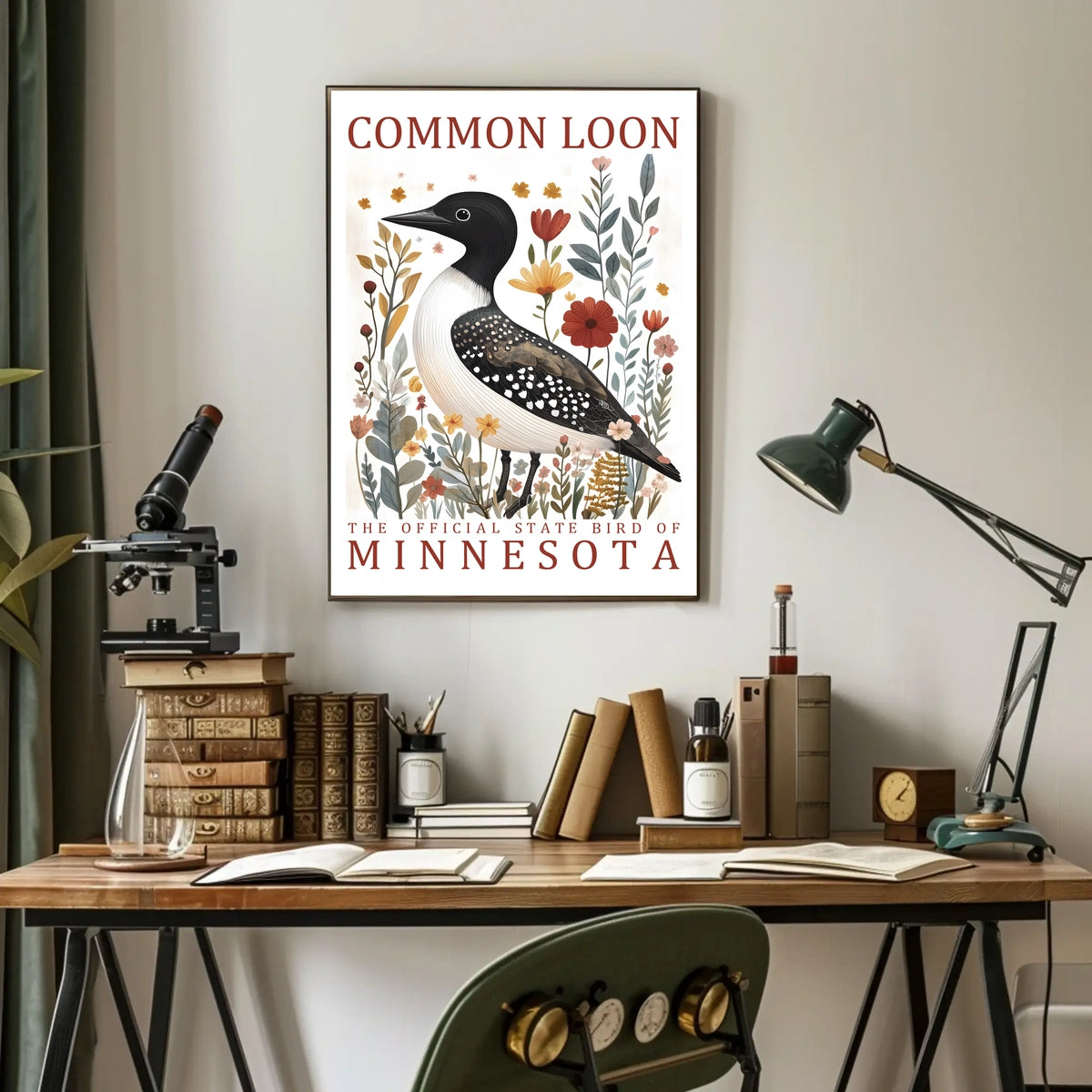 Common Loon Minnesota Nature Art Poster Print