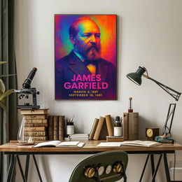 James A. Garfield 20th President of the United States Neon Gradient Overlay Poster