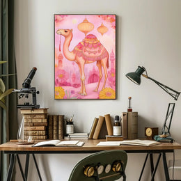 Dreamy Desert Camel Poster Vintage Travel Wall Art