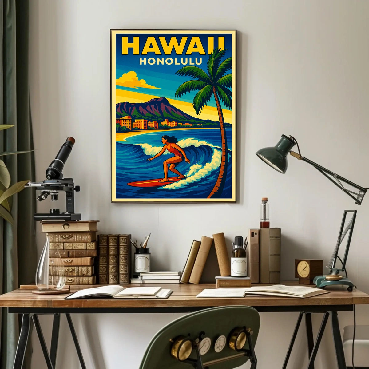 Surfing In Honolulu Poster