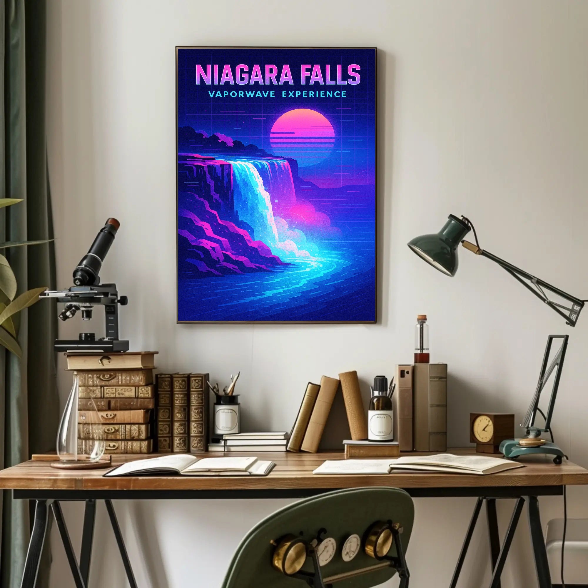 Niagara Falls Vaporwave Experience Poster PosterGoat