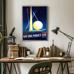 New York Worlds Fair Cityscape Poster Retro Wall Art