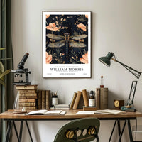 William Morris Exhibition: Intricate Dragonfly Arts and Crafts Poster