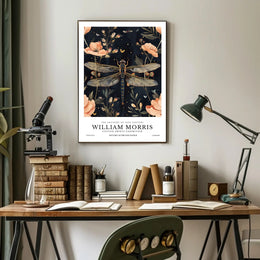 William Morris Exhibition: Intricate Dragonfly Arts and Crafts Poster