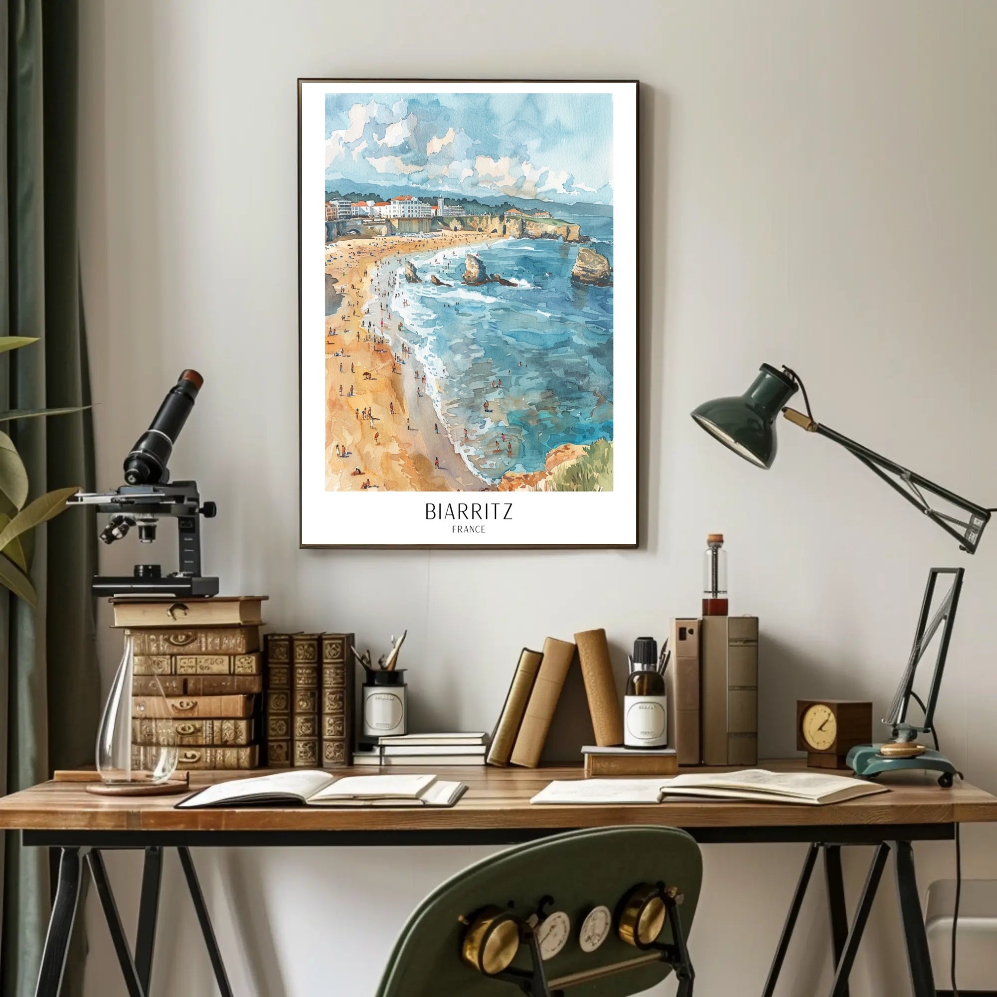 Biarritz Beach Serenity: Vintage Travel Poster PosterGoat