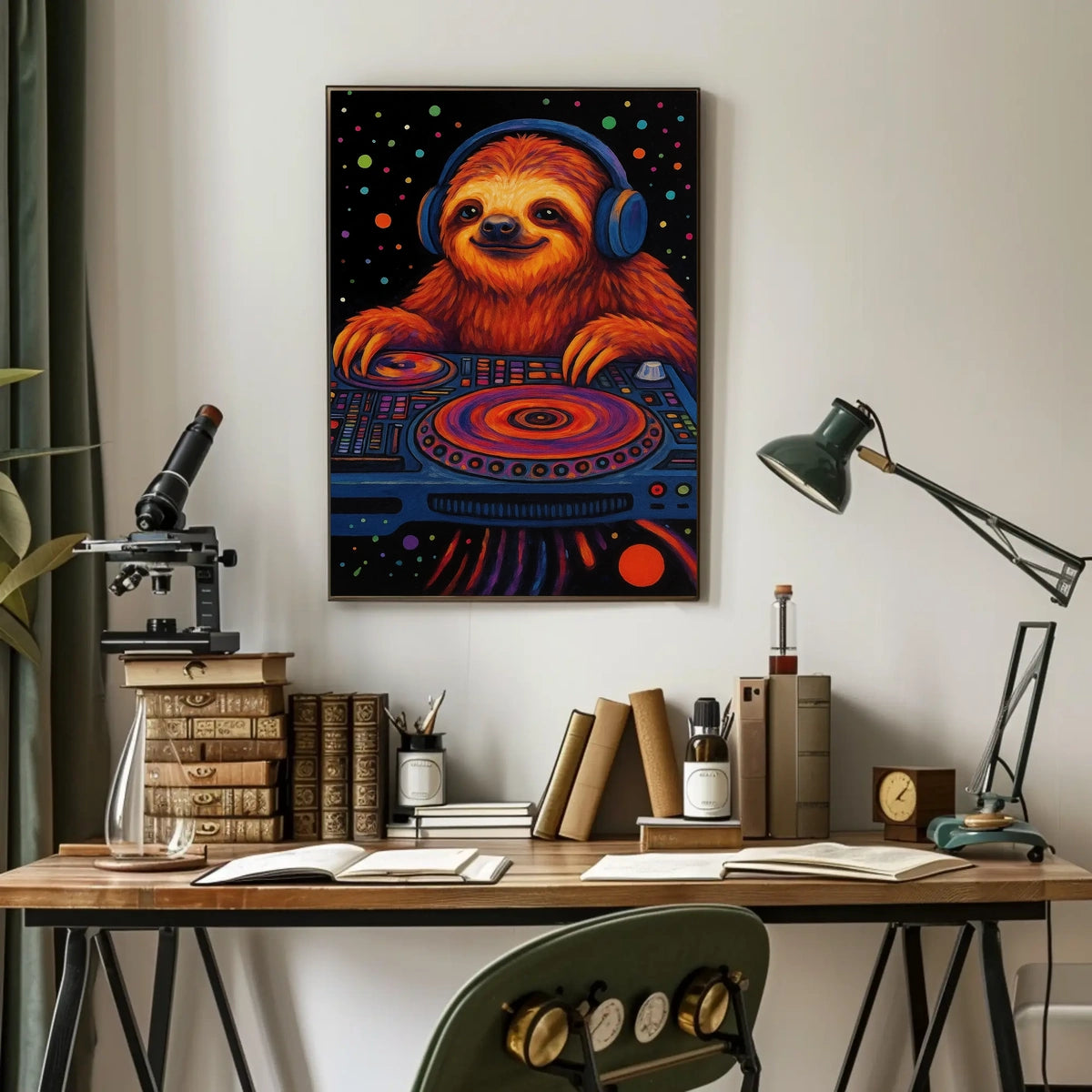 Sloth DJ Party Vibes Animal Poster