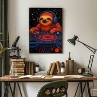 Sloth DJ Party Vibes Animal Poster