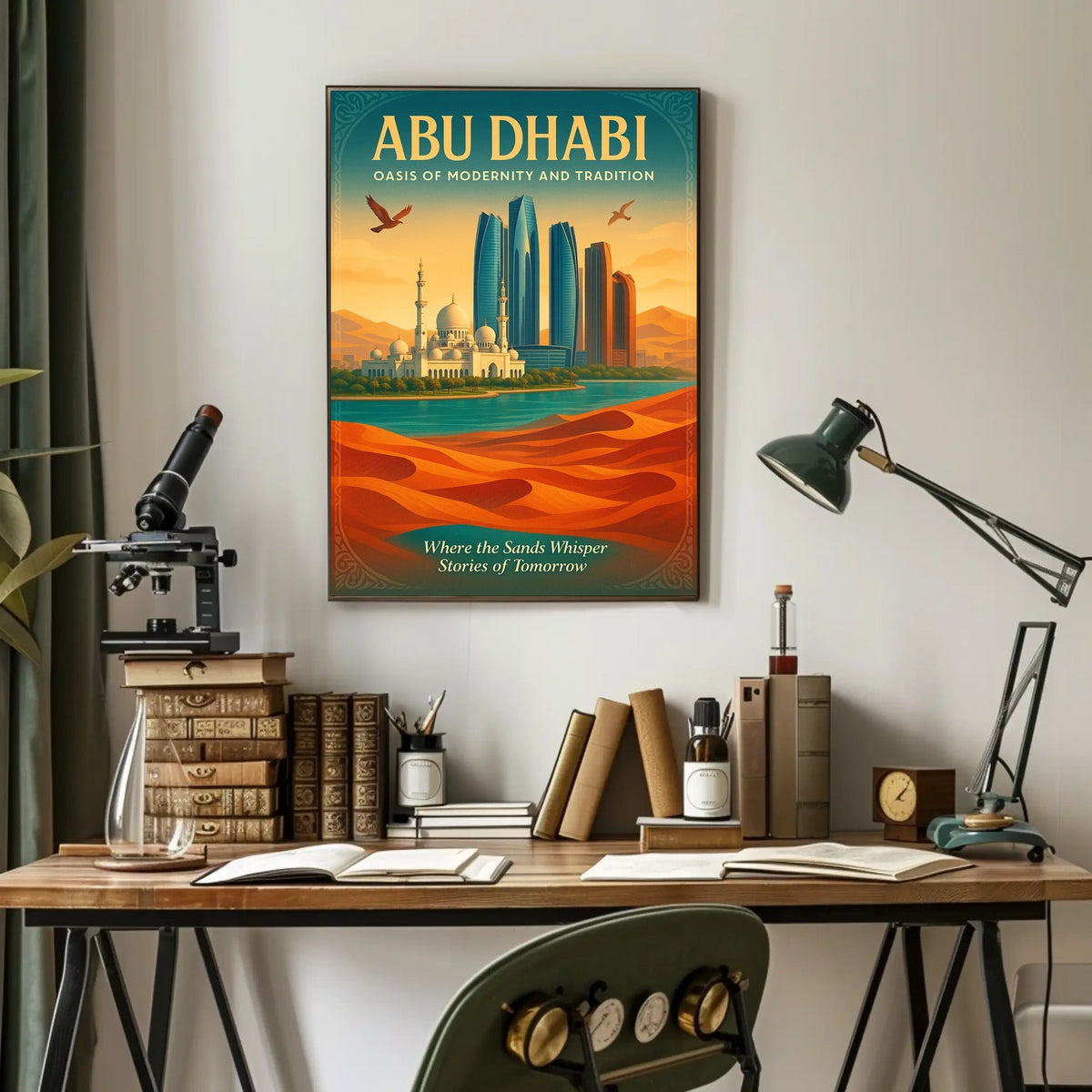 Abu Dhabi Modern Tradition Cityscape Travel Poster