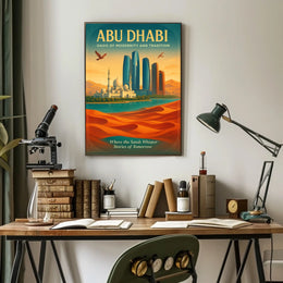Abu Dhabi Modern Tradition Cityscape Travel Poster