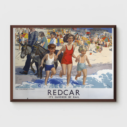Redcar - It's Quicker by Rail Poster