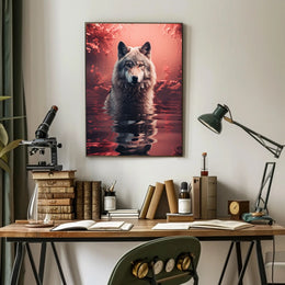 Majestic Wolf In Enchanted Waters Poster PosterGoat
