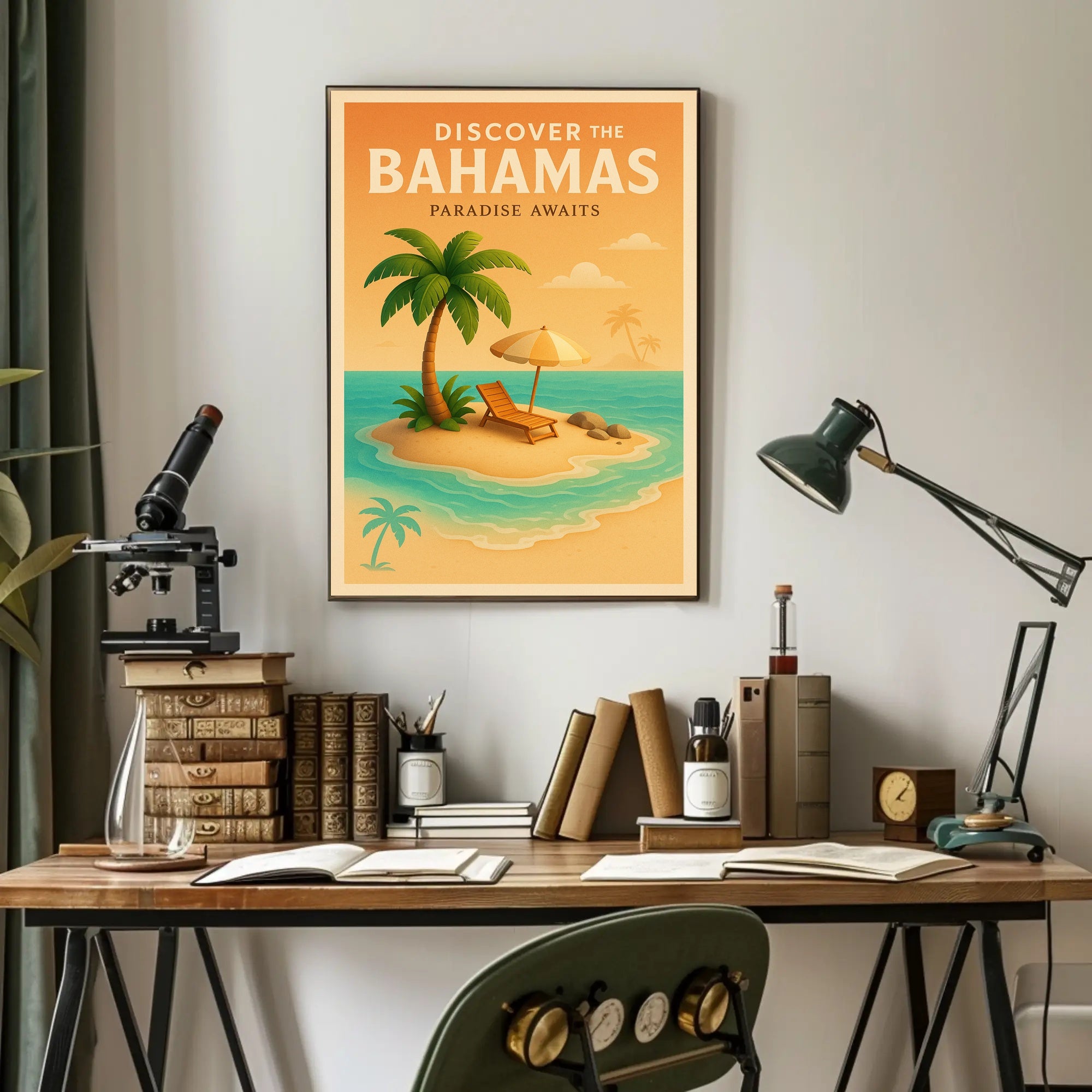 Bahamas Tropical Paradise Vintage Travel Poster