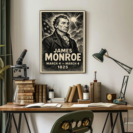 James Monroe 5th President of the United States B & W Comic Sketch Poster