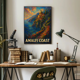 Amalfi Coast Poster Art Print 18x24 Coastal Decor Wall Art