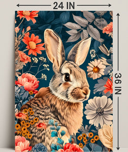 Whimsical Rabbit & Floral Harmony Animal Poster