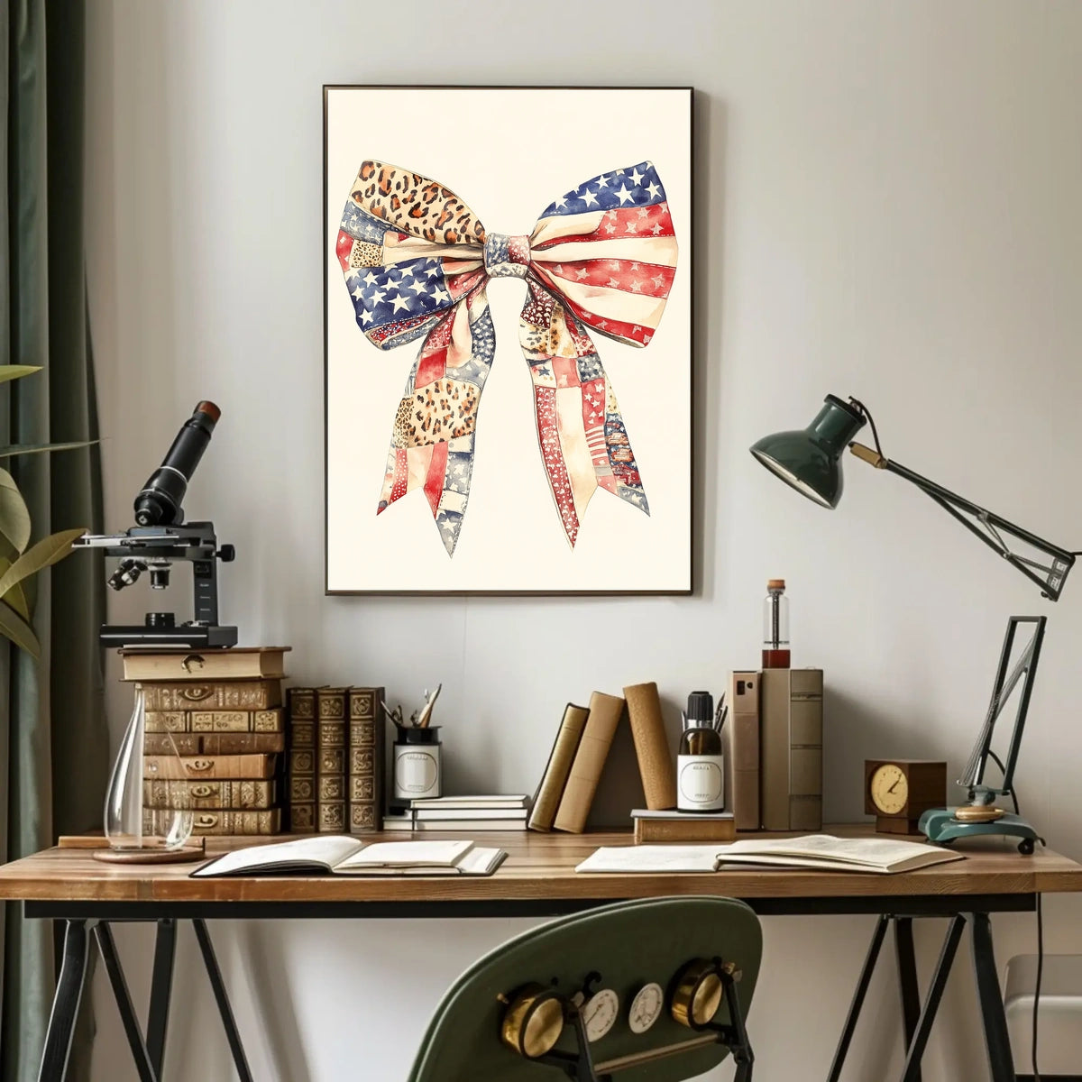Large Coquette Bow American Flag Patriotic Wall Poster