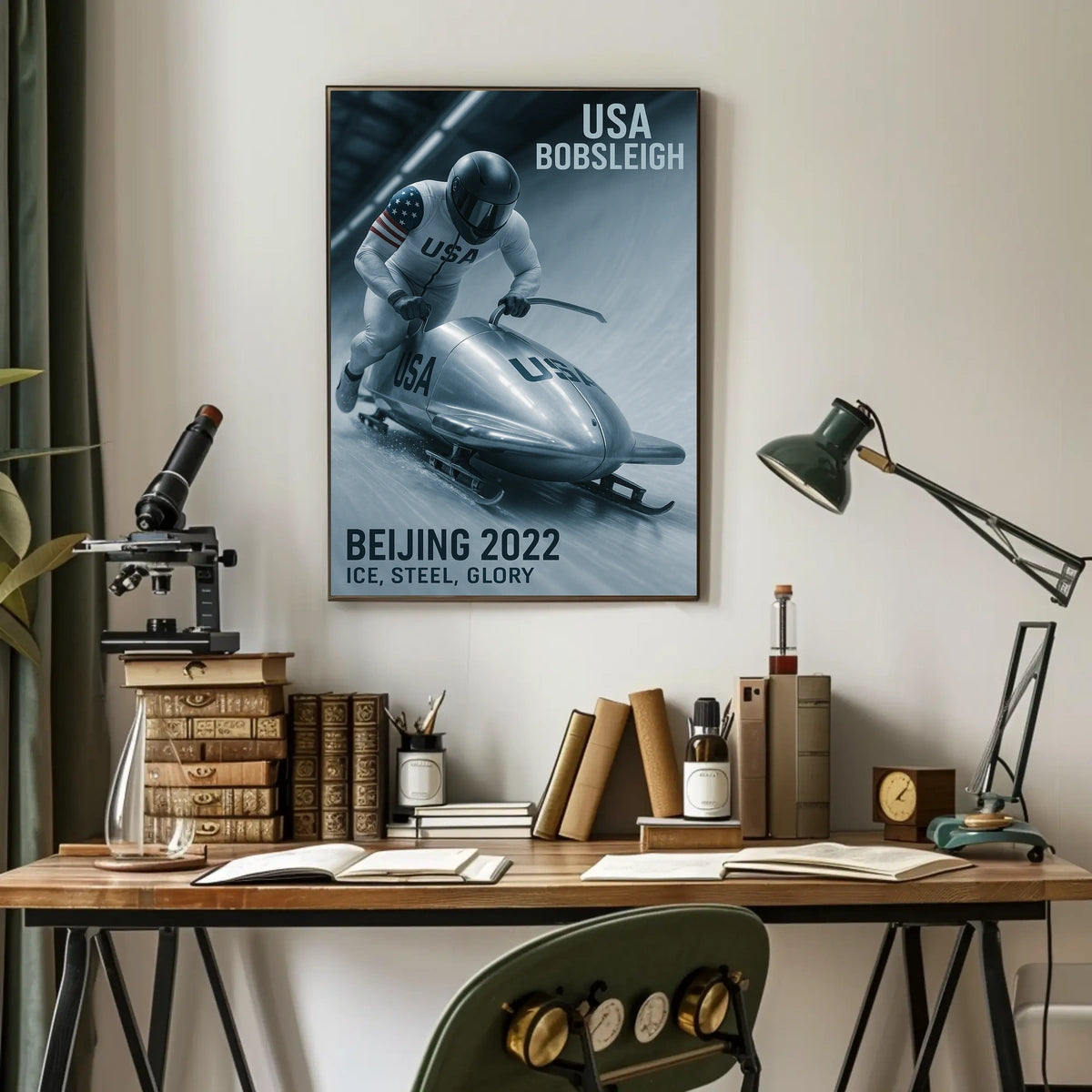Beijing 2022 USA Bobsleigh Poster