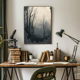 Misty Monochrome Forest Artistic Poster