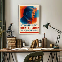Donald Trump Visionary Leadership Side Profile Geometric Red Blue Patriot Poster