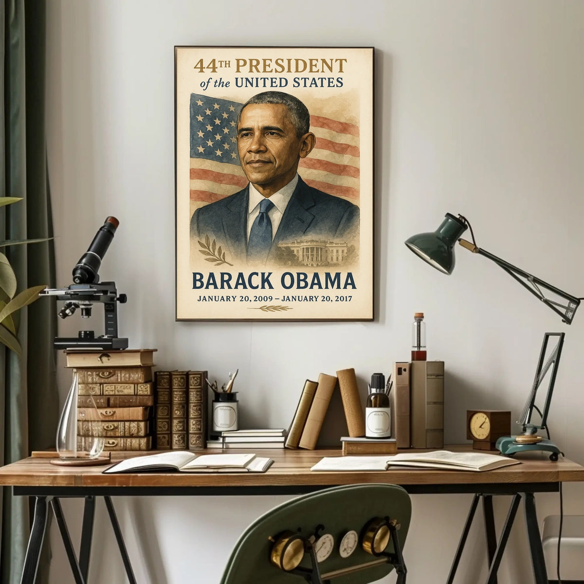 Barack Obama American Flag Illustrative Style Presidency Poster