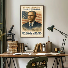 Barack Obama American Flag Illustrative Style Presidency Poster