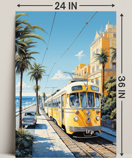 Coastal Tram Journey Poster