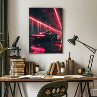 Futuristic Cyberpunk Car Poster: Neon Tunnel Vision PosterGoat