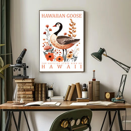 The poster features an illustrated depiction of the Hawaiian Goose, also known as Poster
