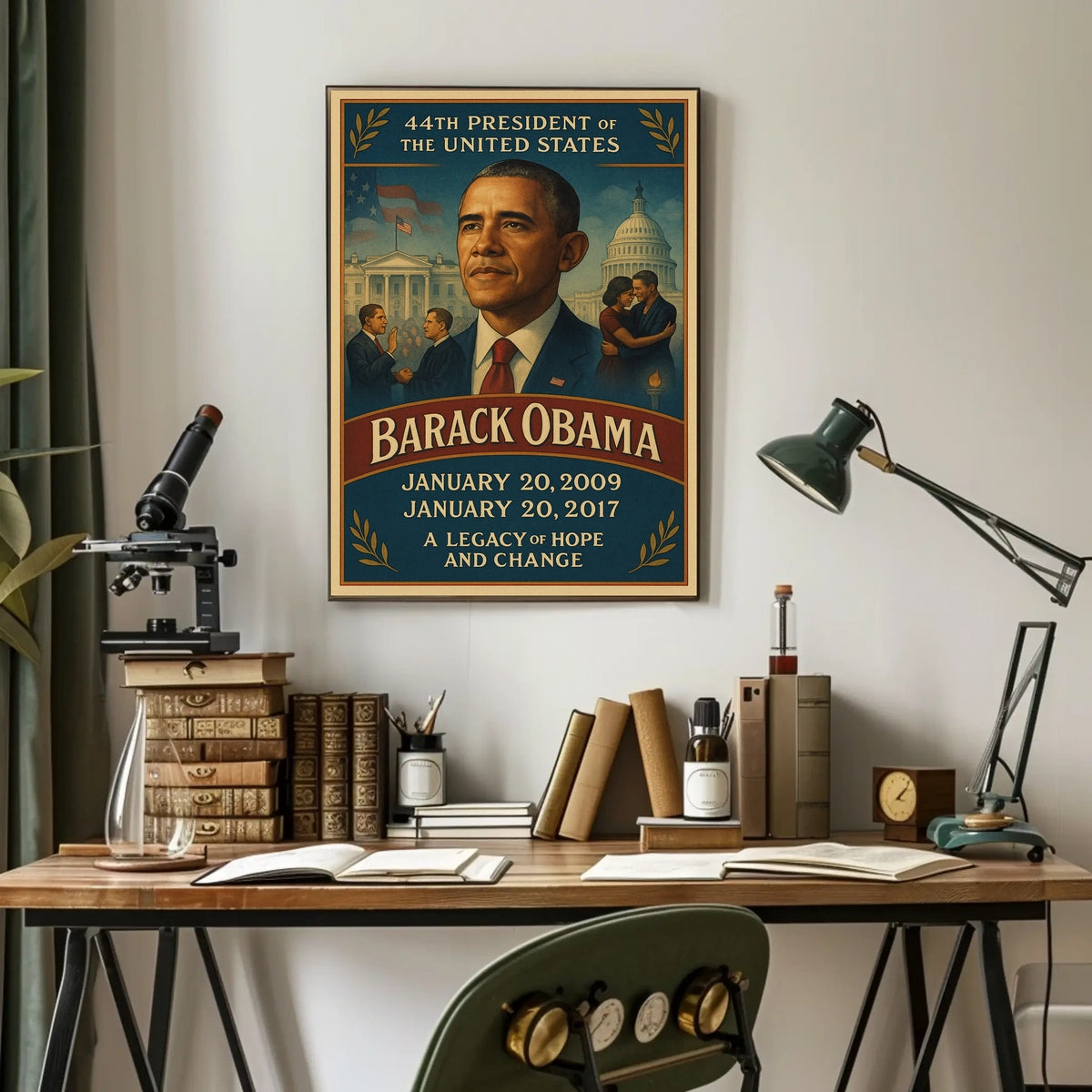 Obama Illustrated Art Print Presidential Poster