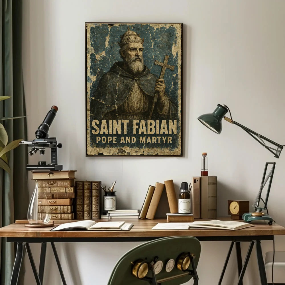 Saint Fabian Vintage Religious Art Poster - Cultural or Heritage Poster