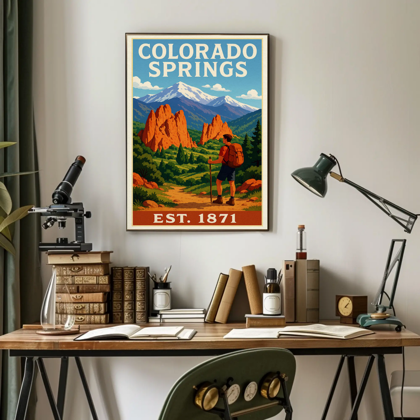 Colorado Springs Red Rocks Hiking Est 1871 Travel Poster