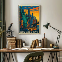 New York City Poster Vintage Travel Cityscape Wall Art