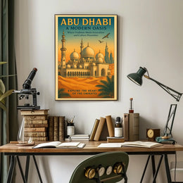 Abu Dhabi Oasis Vintage Travel Poster