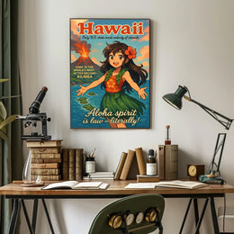 Hawaiian Paradise Anime Poster: Vibrant Island Adventure