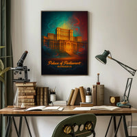 Palace Of Parliament Poster Romania Vintage Travel Art