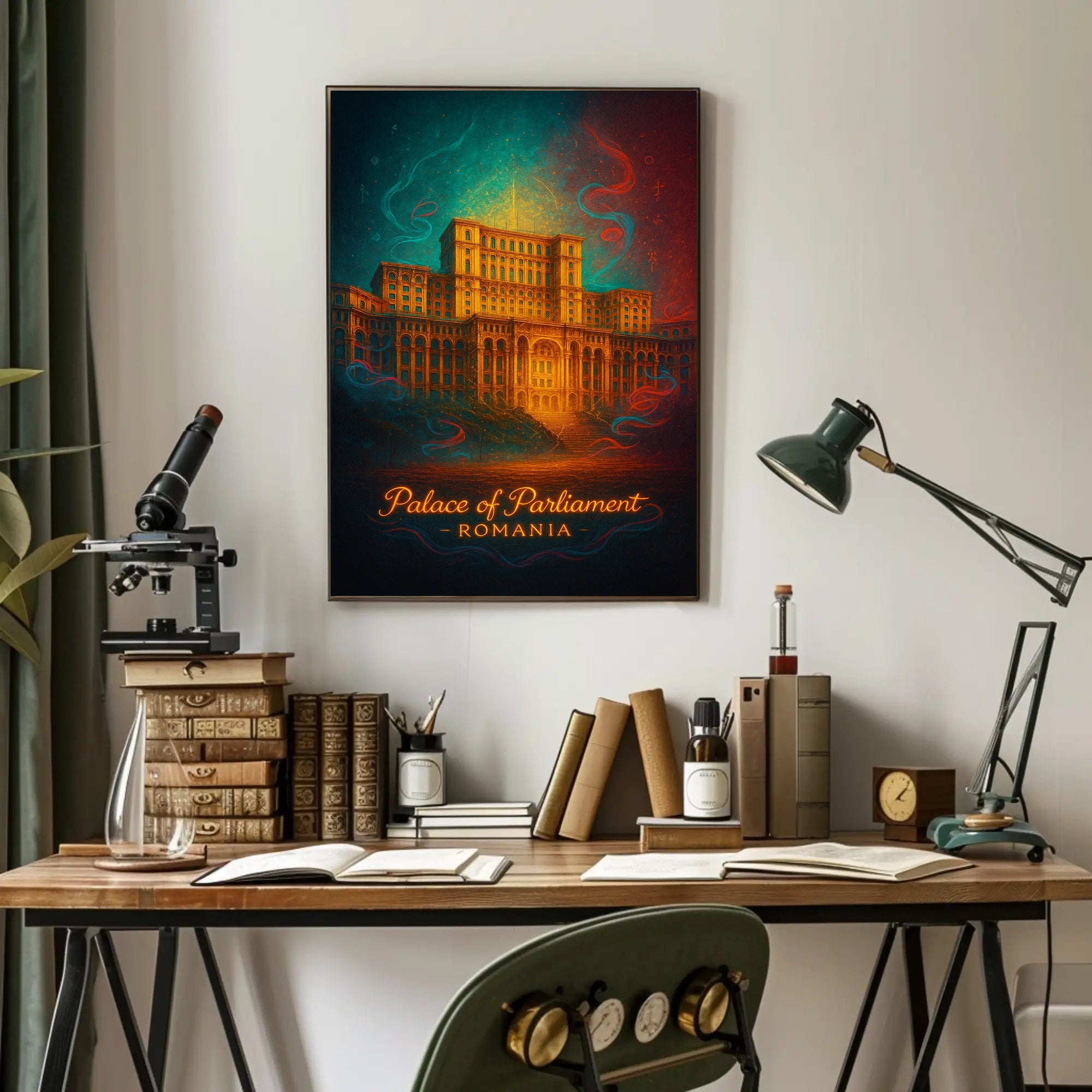 Palace Of Parliament Poster Romania Vintage Travel Art