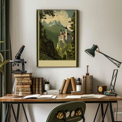 Neuschwanstein Castle Bavaria Scenic Alps Travel Poster